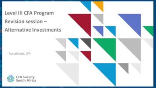 Level III CFA Program Revision session: Alternative investments
