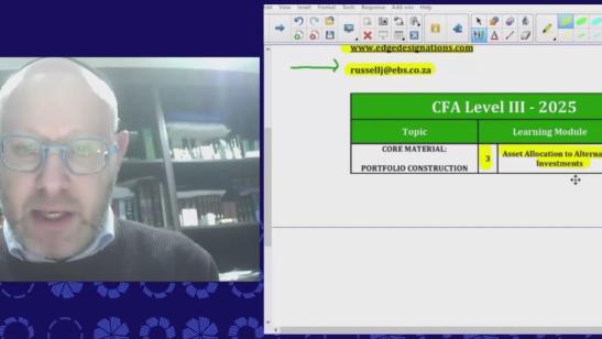 Level III CFA Program Revision session: Portfolio Construction: Asset Allocation to Alternative Investments
